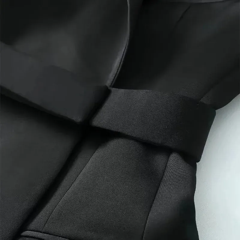 Casual British Mid Length Black Suit