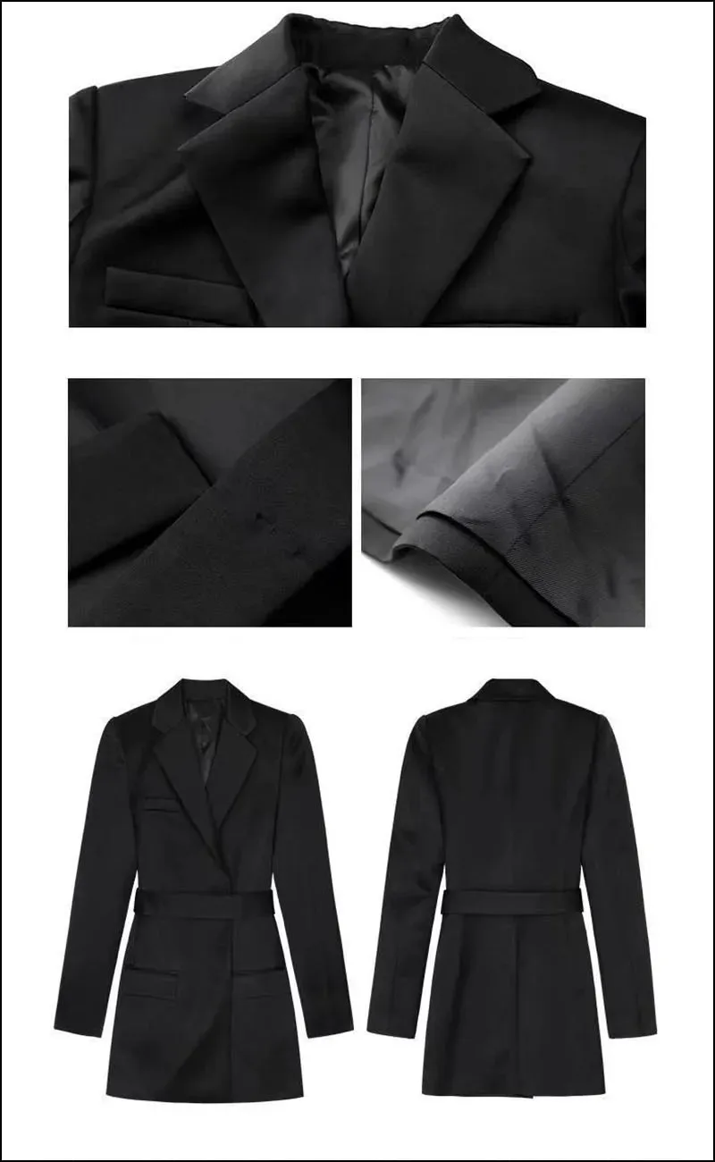 Casual British Mid Length Black Suit