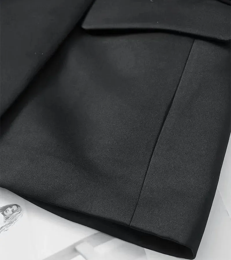 Casual British Mid Length Black Suit
