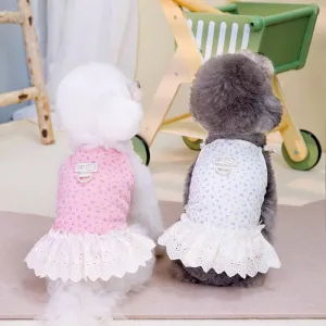 Casual Cotton Ditsy Floral Pet Clothing