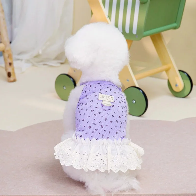 Casual Cotton Ditsy Floral Pet Clothing