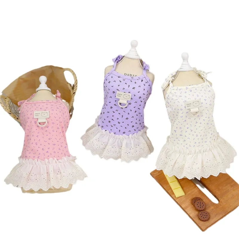 Casual Cotton Ditsy Floral Pet Clothing