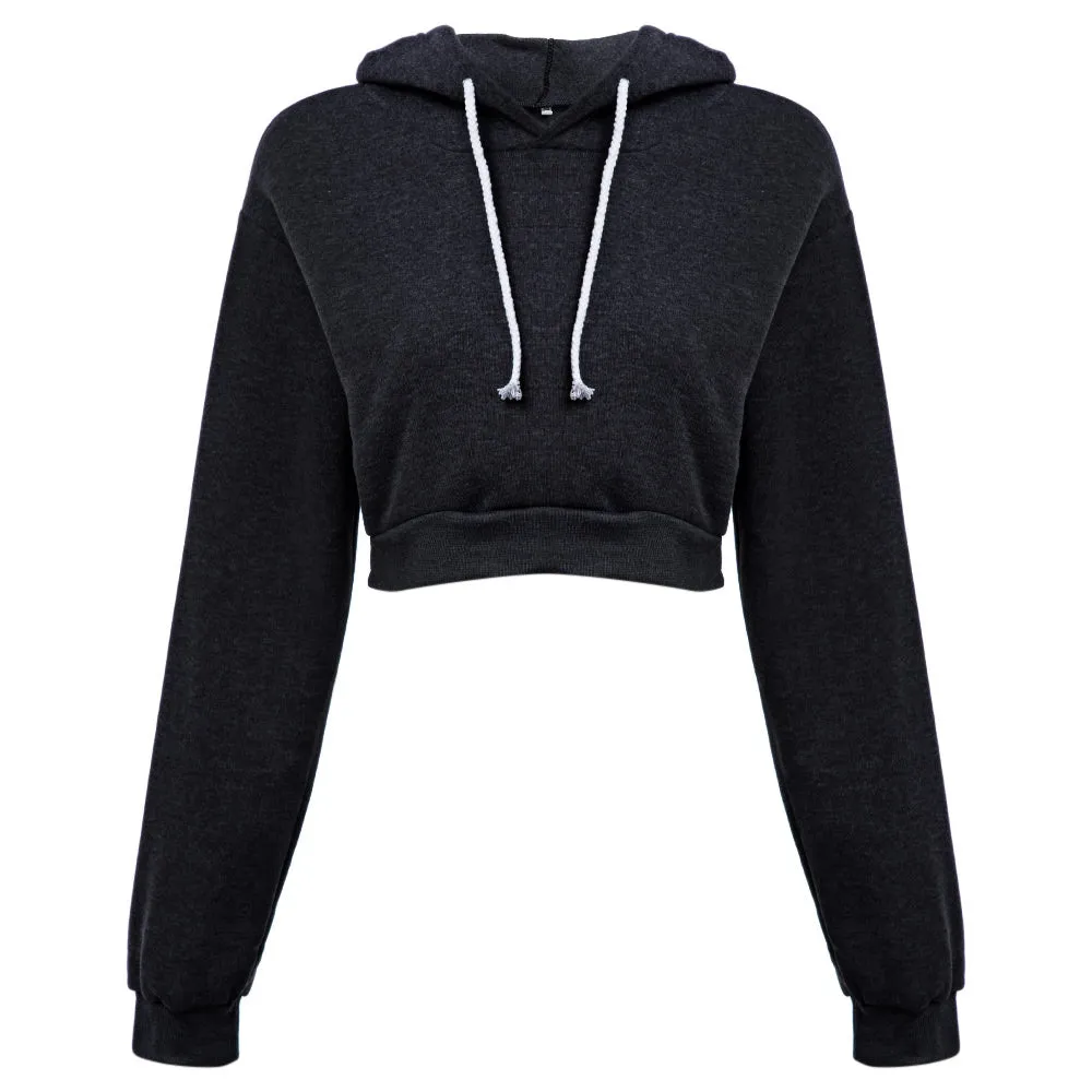 Casual Hooded Pure Color Hoodie for Women 2543