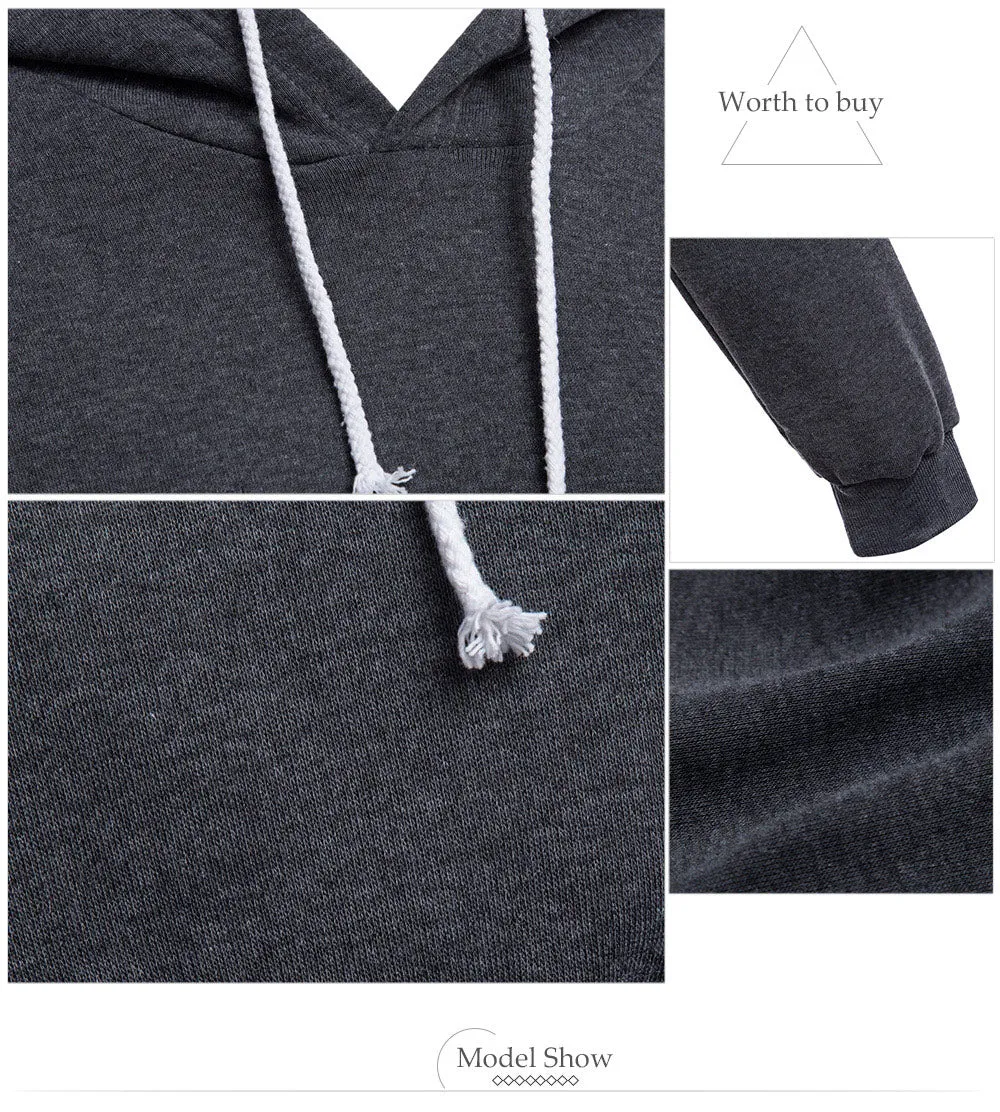 Casual Hooded Pure Color Hoodie for Women 2543