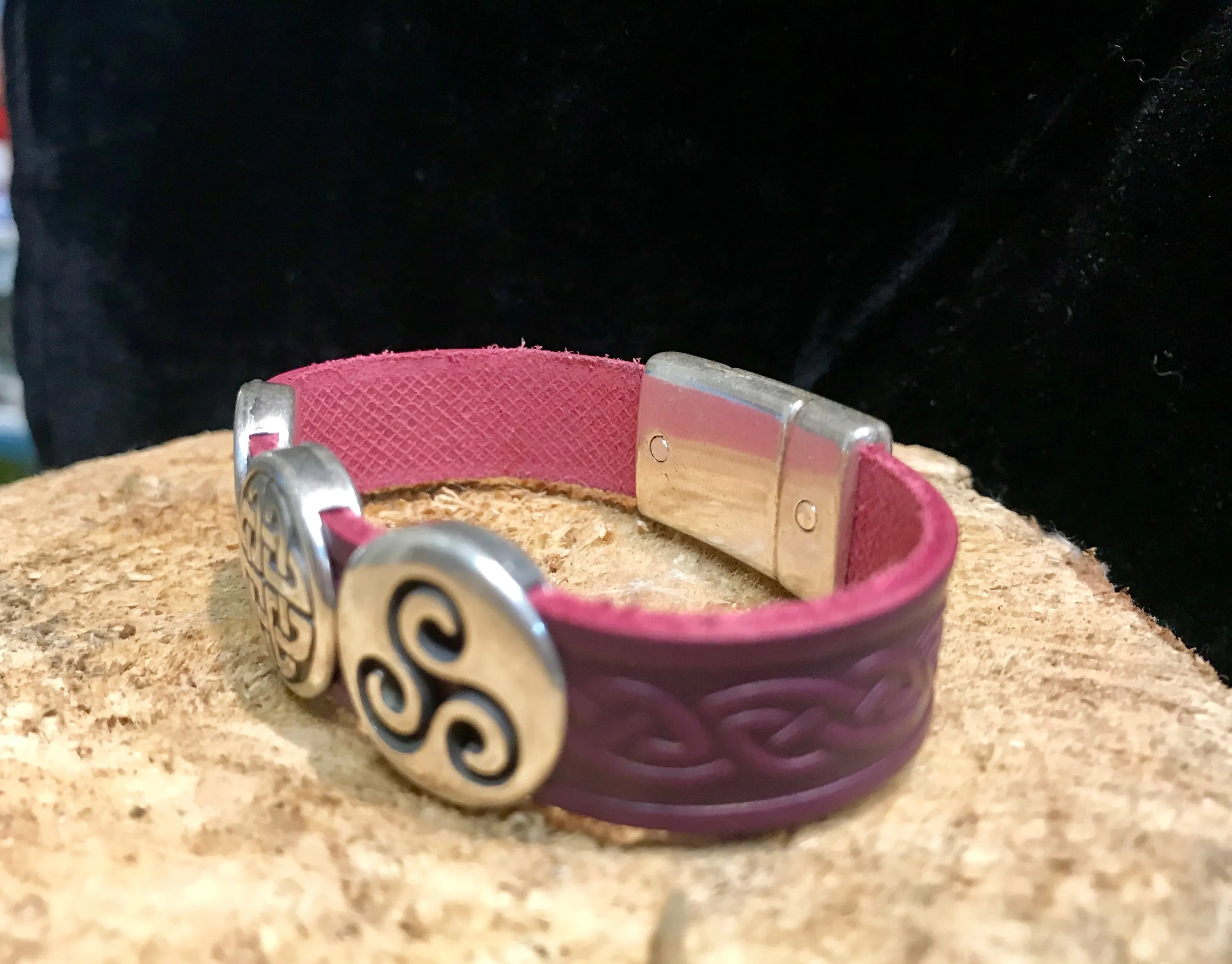 Celtic Leather Cuff with Eternity Knots
