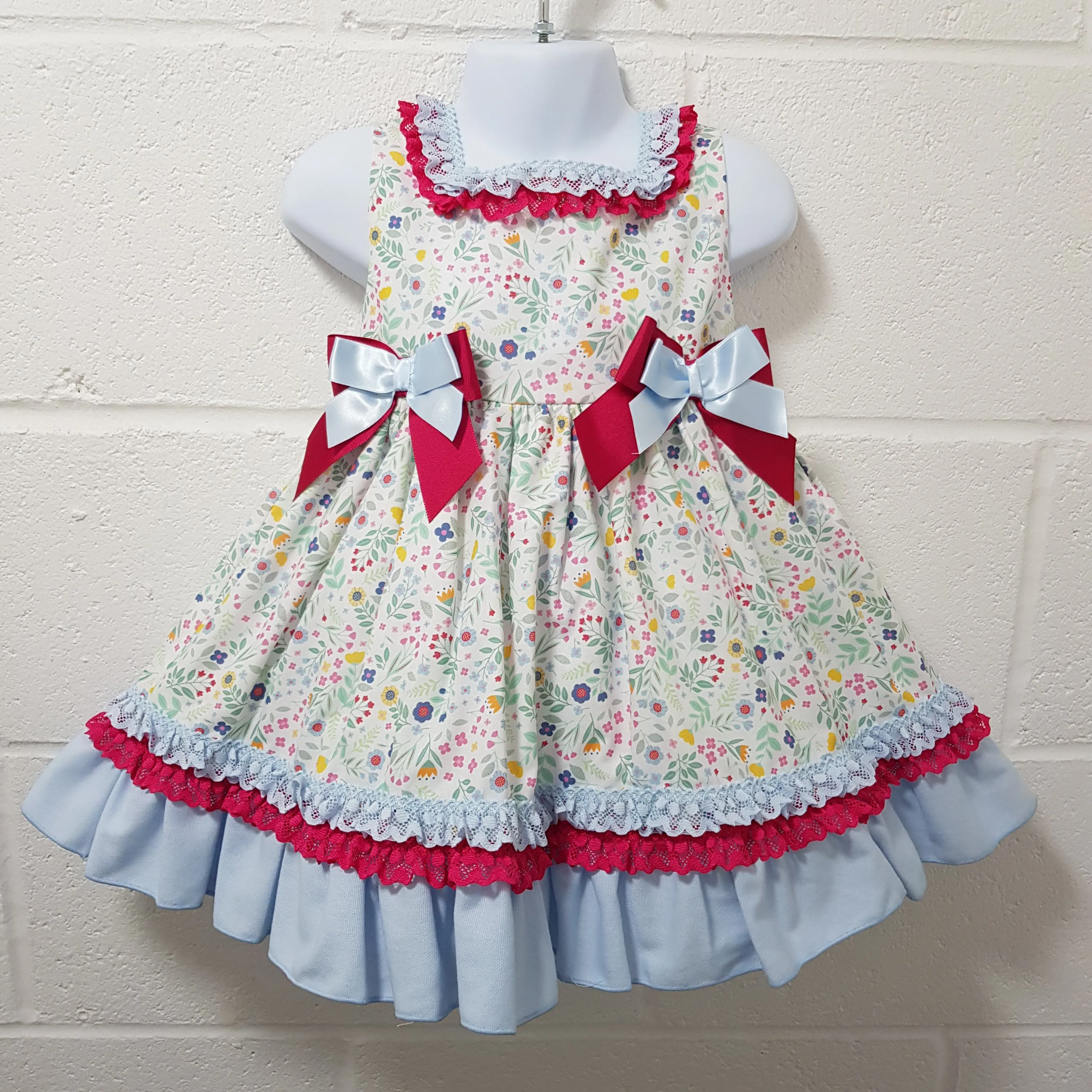 Ceyber Older Girls Hot Pink and Blue Floral Dress