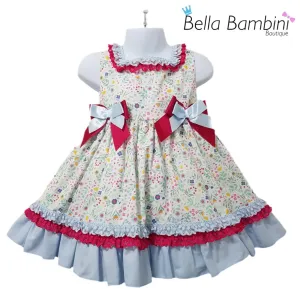 Ceyber Older Girls Hot Pink and Blue Floral Dress