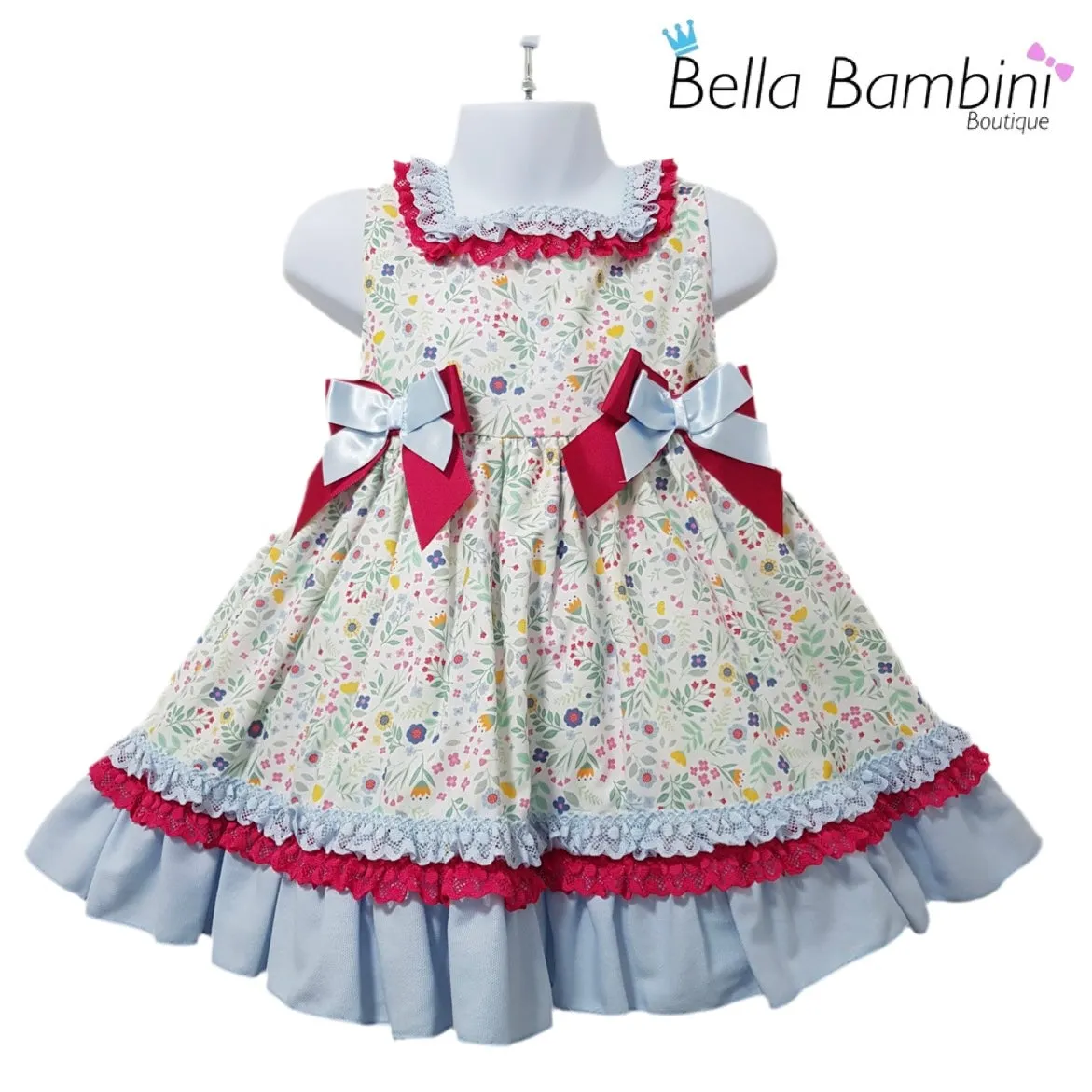 Ceyber Older Girls Hot Pink and Blue Floral Dress