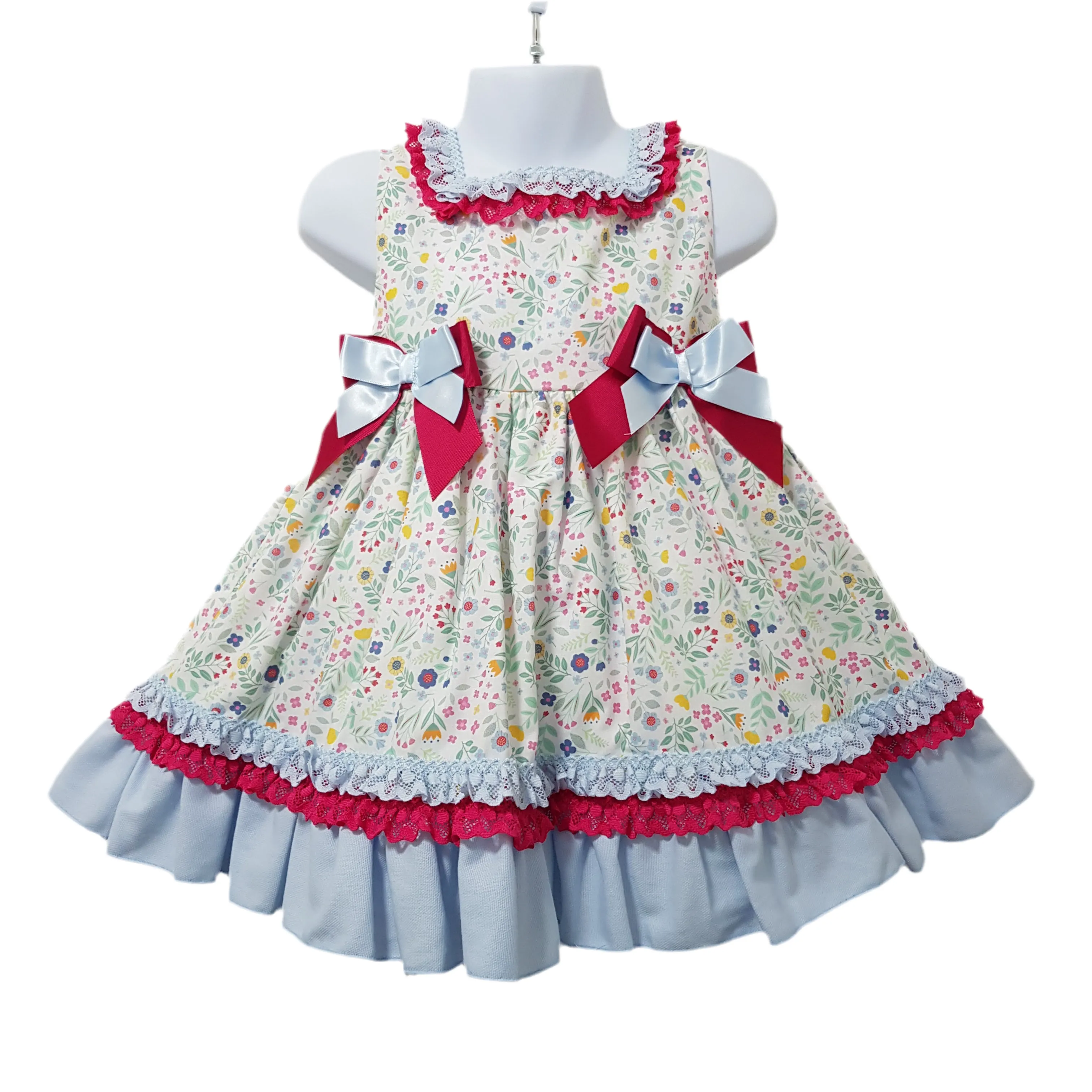 Ceyber Older Girls Hot Pink and Blue Floral Dress