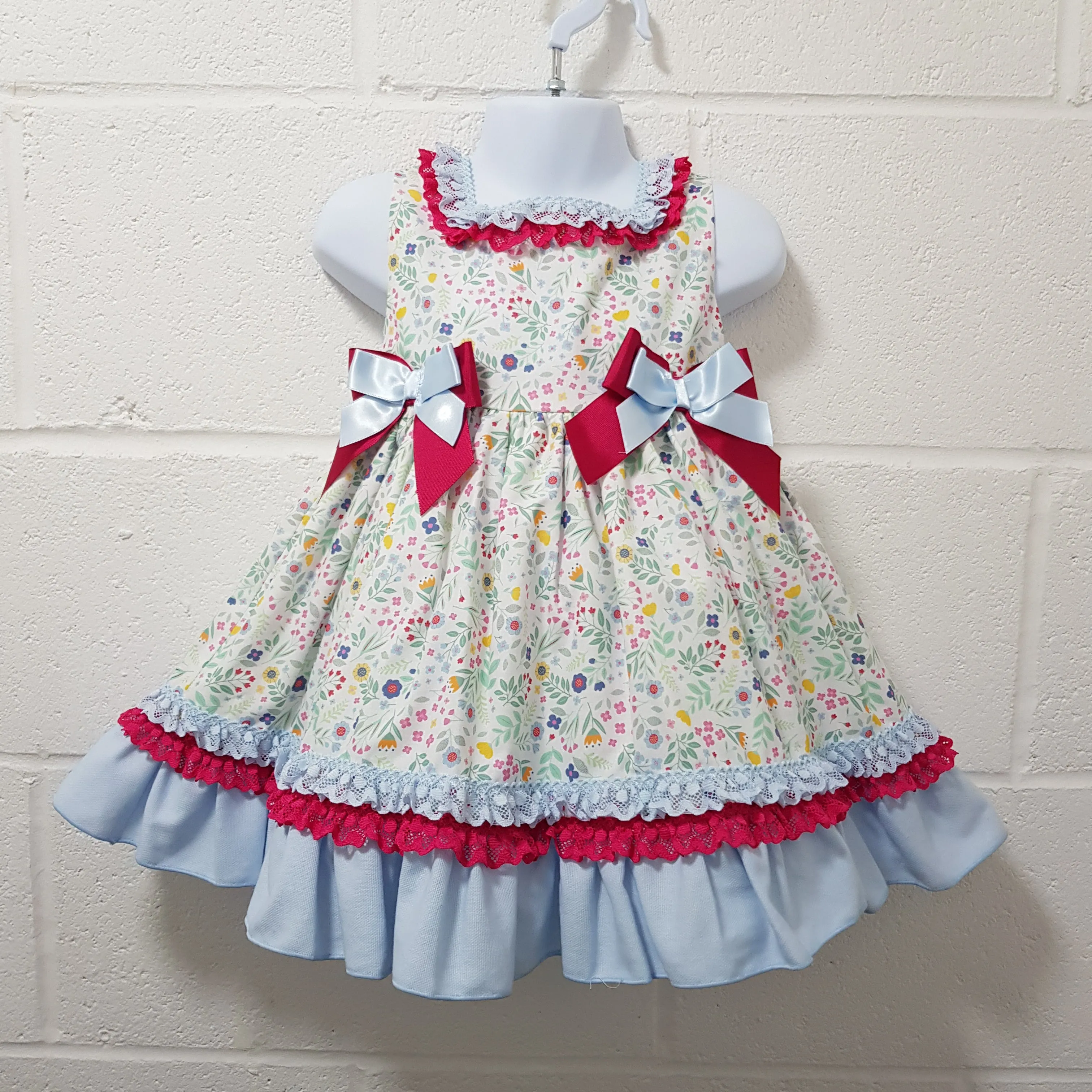 Ceyber Older Girls Hot Pink and Blue Floral Dress