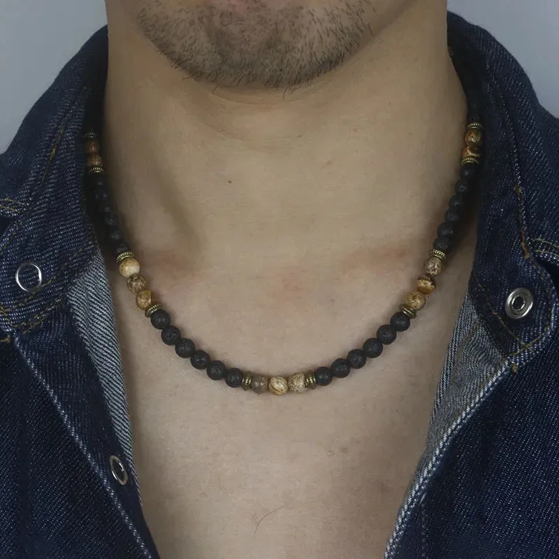 Chakra Lava Stone Necklace Tribal