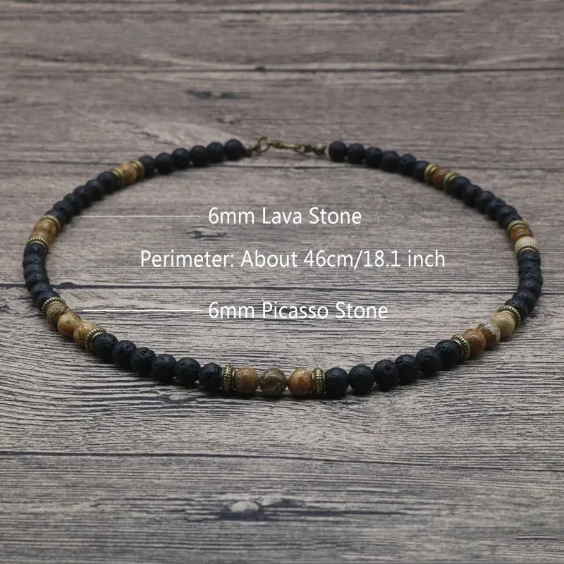 Chakra Lava Stone Necklace Tribal