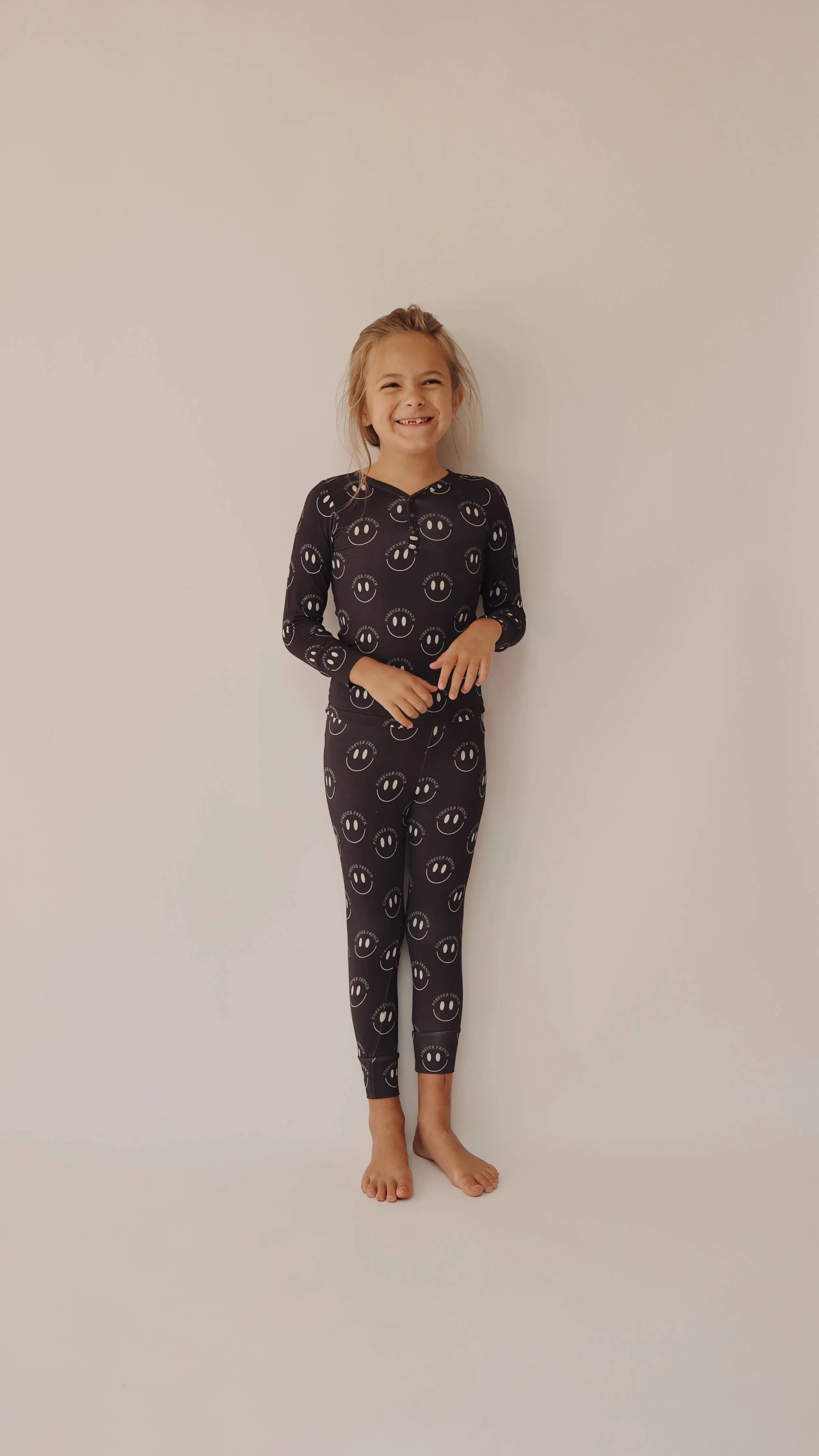 Charcoal & White FF Smile | Bamboo Two Piece Pajamas