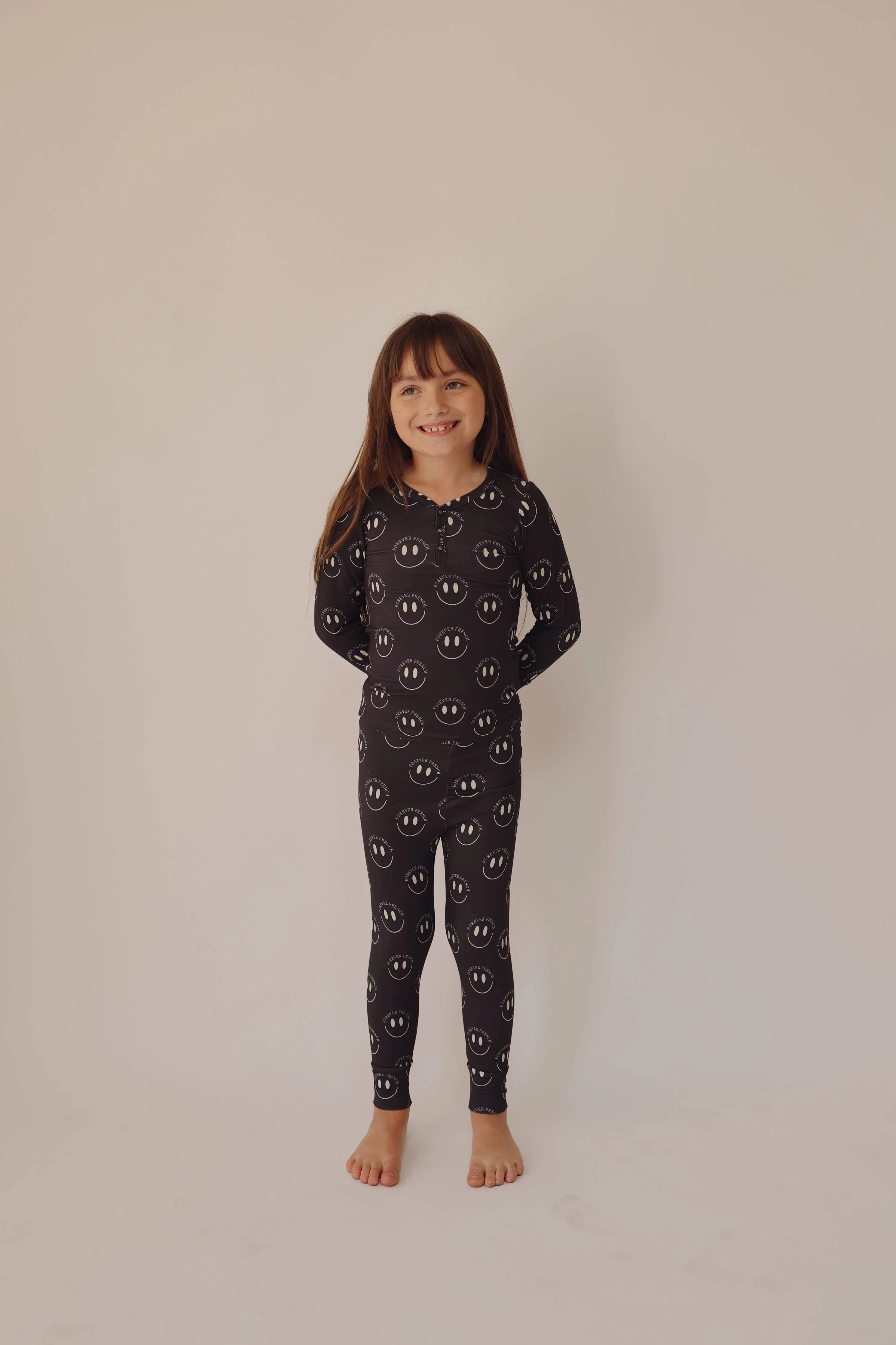 Charcoal & White FF Smile | Bamboo Two Piece Pajamas
