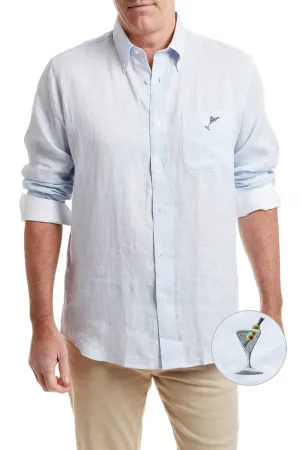 Chase Shirt Powder Blue Linen with Single Martini