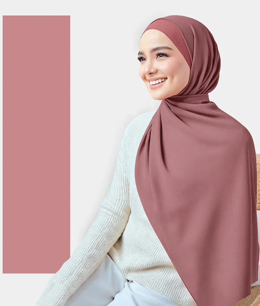 Chiffon Plain Rectangular Hijab in SA05 Rosy Rose color