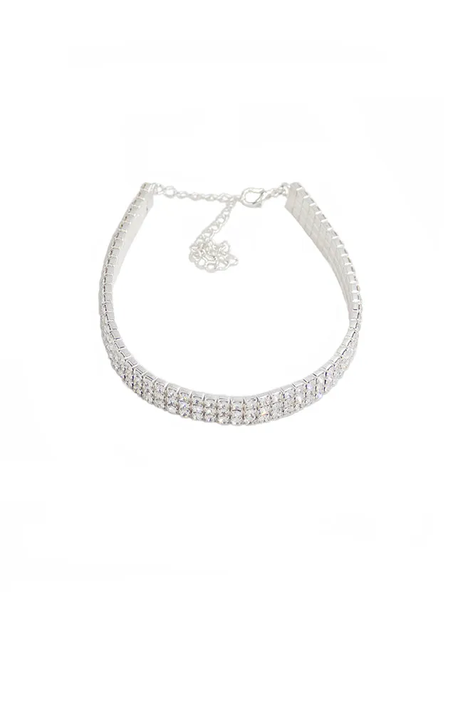 Child 3 Row Clear Crystal Rhinestone Choker