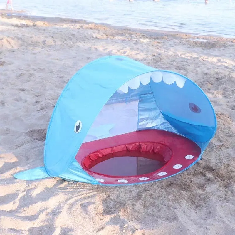 Childrens Popup Shark Tent with Splash Pool