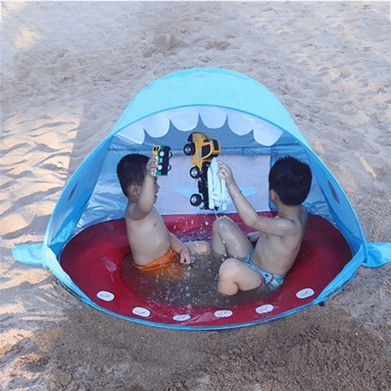 Childrens Popup Shark Tent with Splash Pool