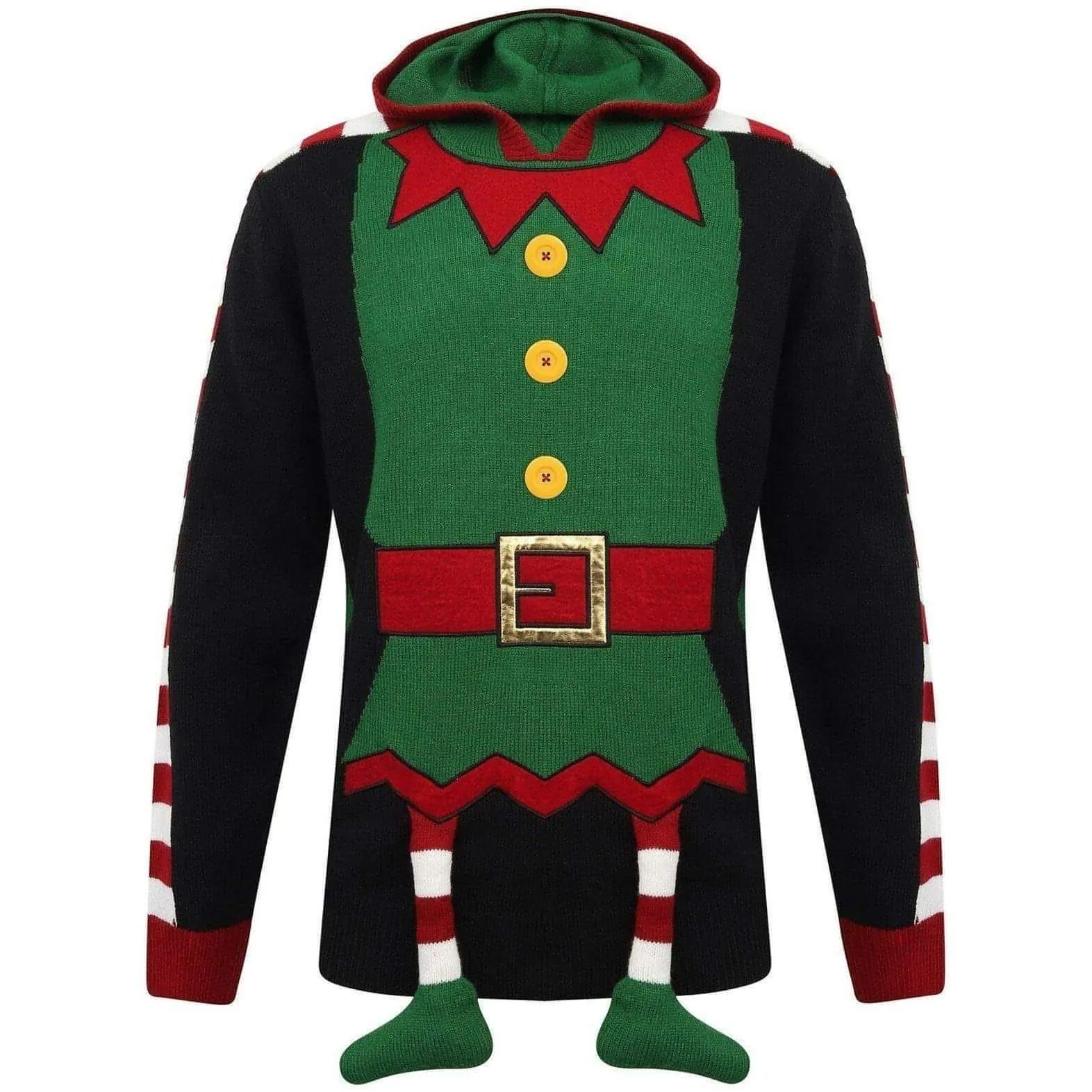 Christmas Festive Elf Body Mens Hooded Jumper