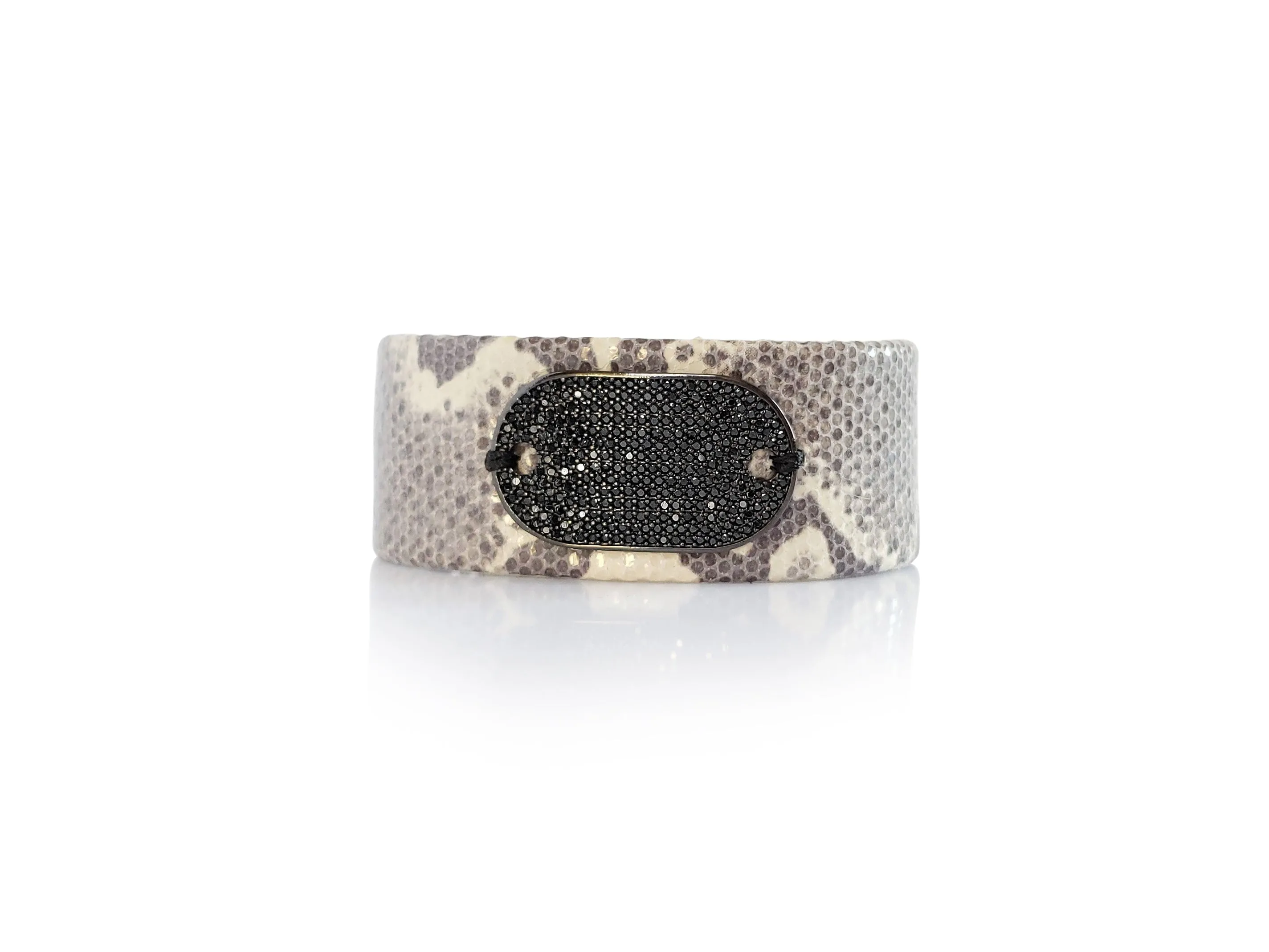 Classic Gunmetal Rectangle Micro Pave SZ Tag Bracelet