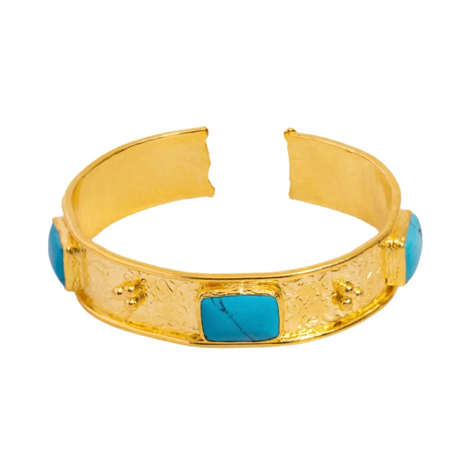 Cleopatra Turquoise Gemstone & Gold Antique Cuff Bracelet