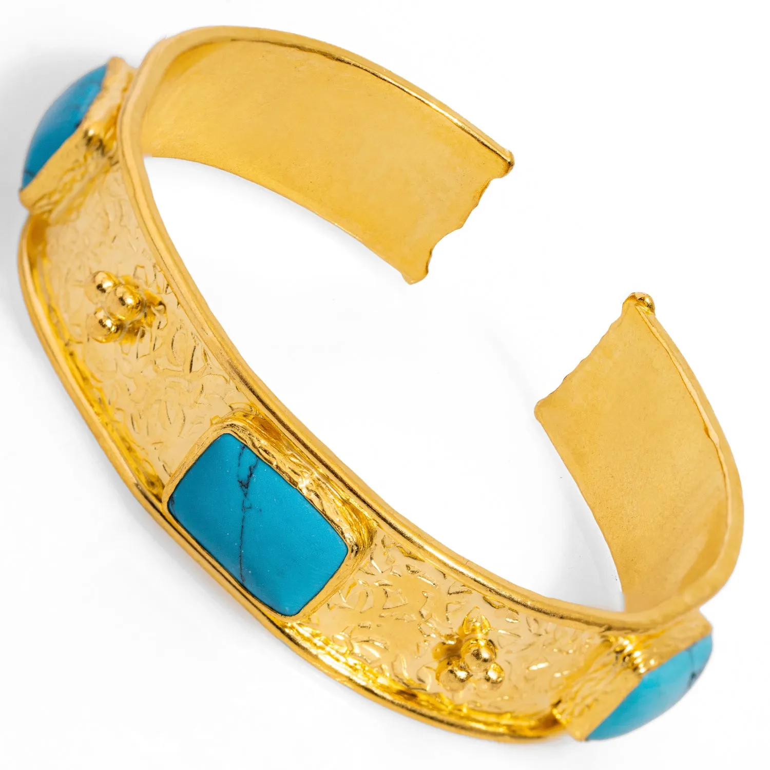 Cleopatra Turquoise Gemstone & Gold Antique Cuff Bracelet