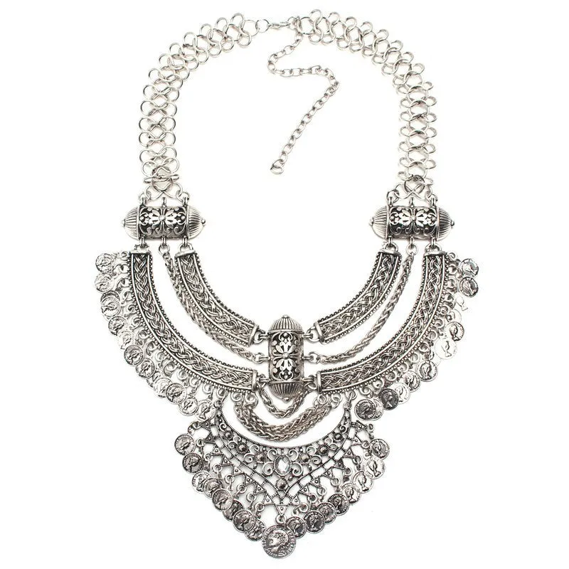 Collar Coin Crystal Maxi Choker Pendant & Necklace