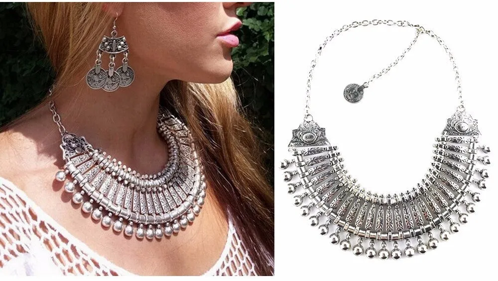 Collar Coin Crystal Maxi Choker Pendant & Necklace