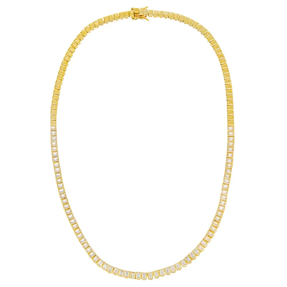 Colored Emerald Bezel-Set Tennis Necklace
