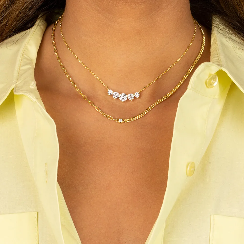 Colored Graduated CZ Pendant Choker