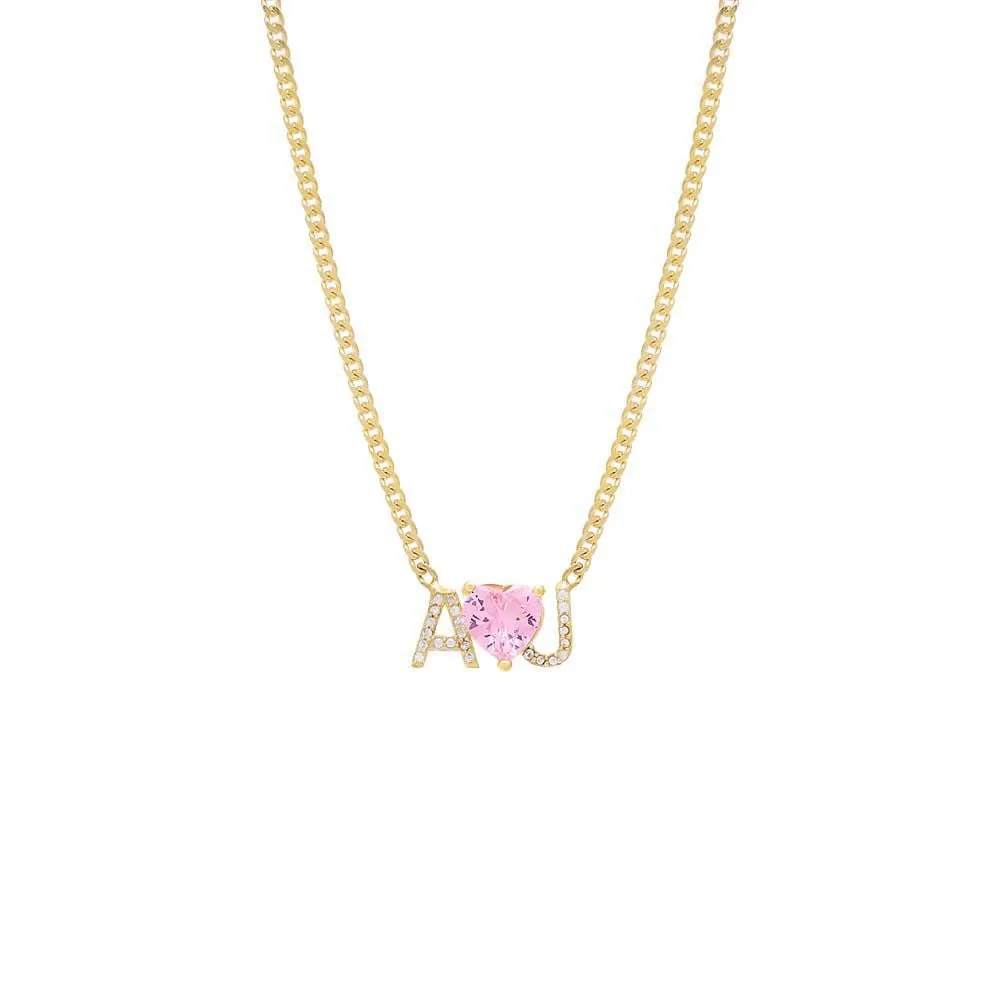 Colored Heart Nameplate Necklace