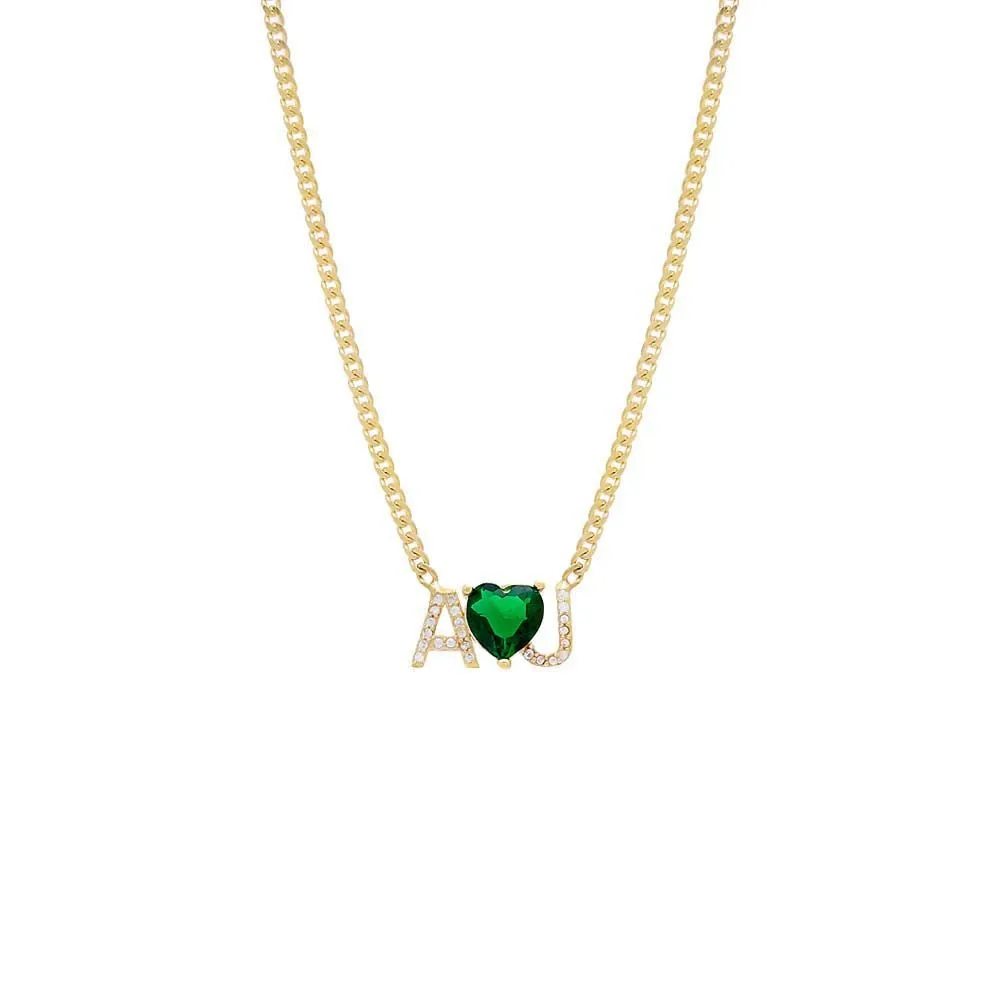 Colored Heart Nameplate Necklace
