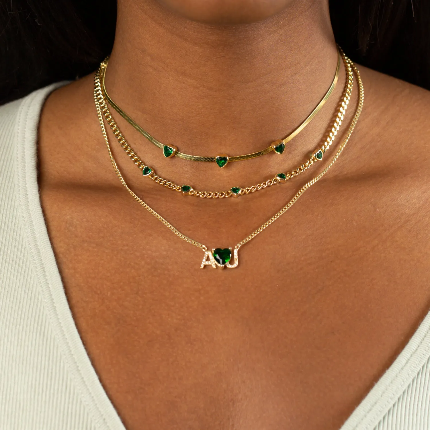 Colored Heart Nameplate Necklace