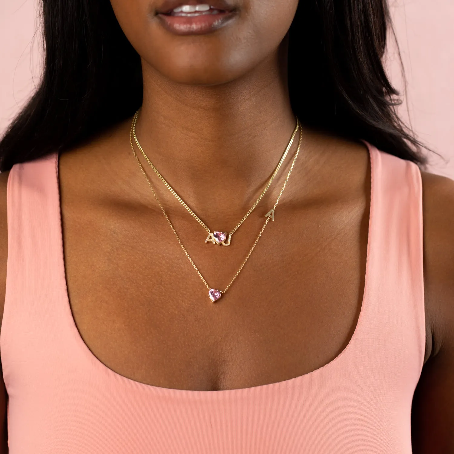 Colored Heart Nameplate Necklace