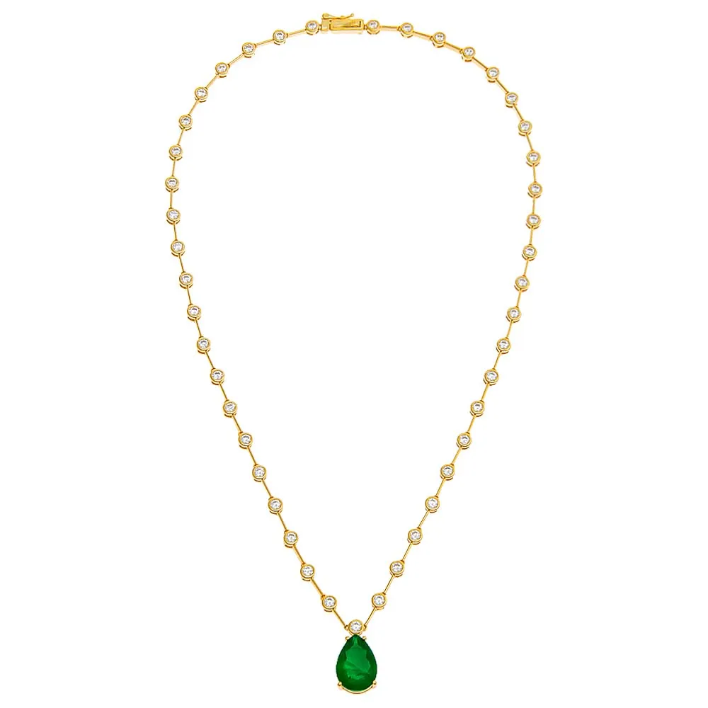 Colored Teardrop X Bezel Tennis Necklace