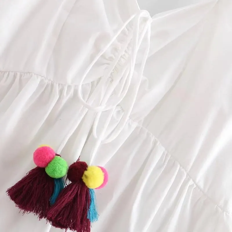 Colorful Ball Decoration Lace-Up Tank Top