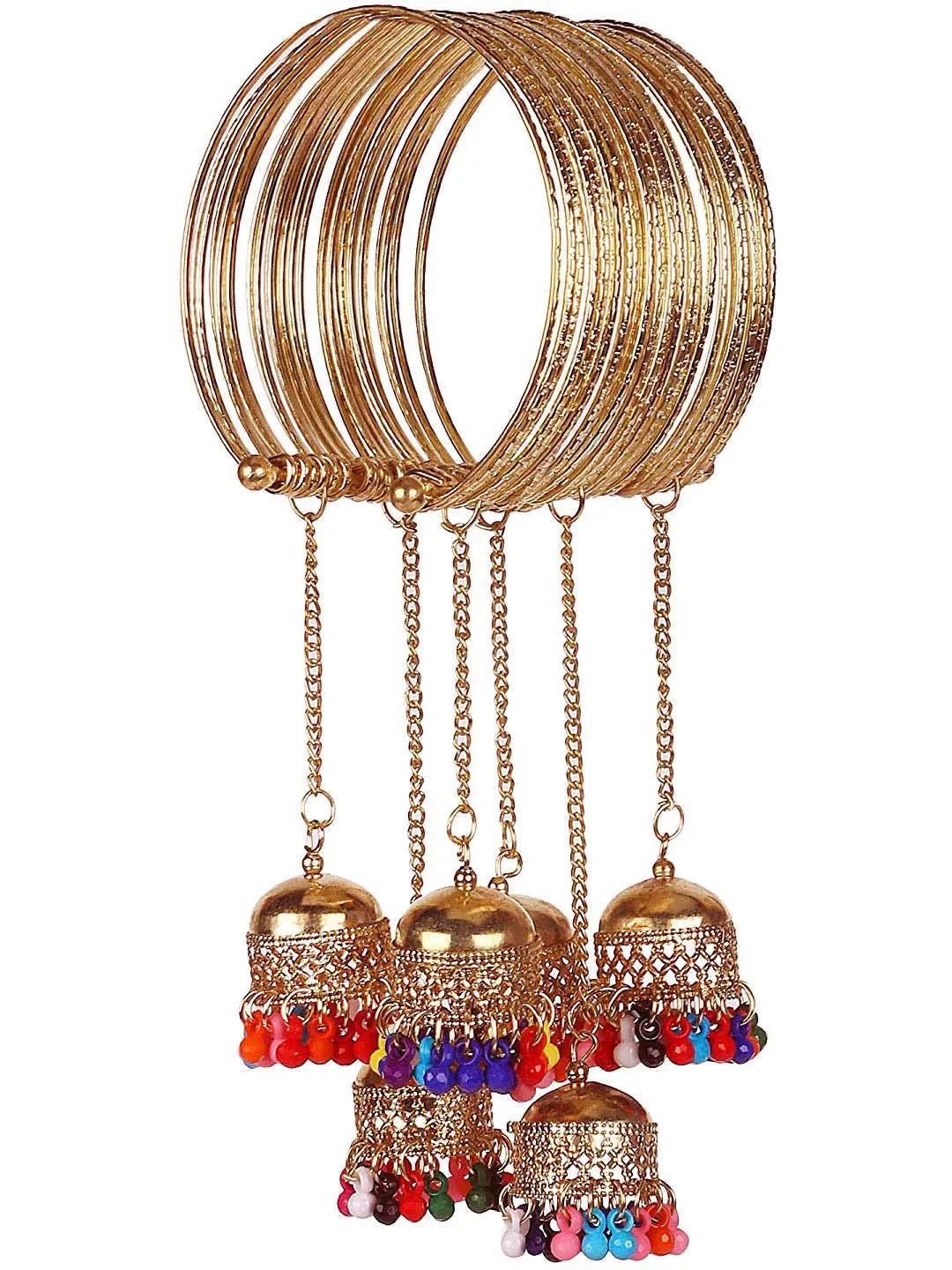 Combo of 2 Bangle Bracelet with Multicolor Beads Jhumki