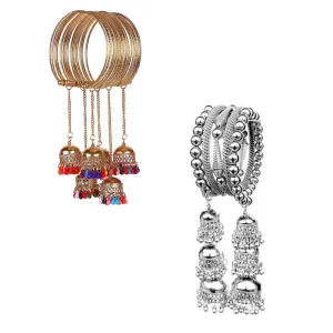 Combo of 2 Bangle Bracelet with Multicolor Beads Jhumki