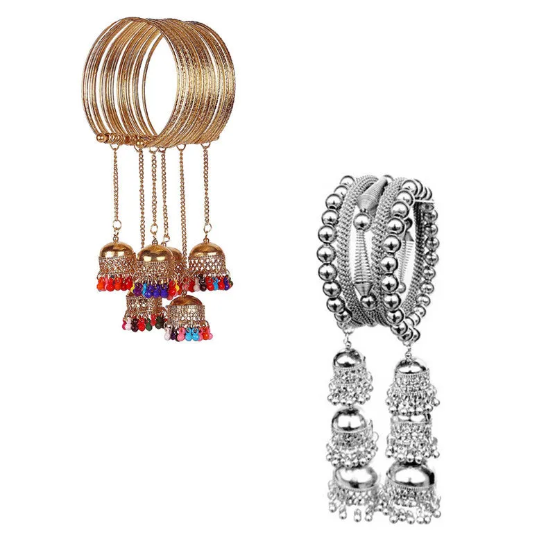 Combo of 2 Bangle Bracelet with Multicolor Beads Jhumki