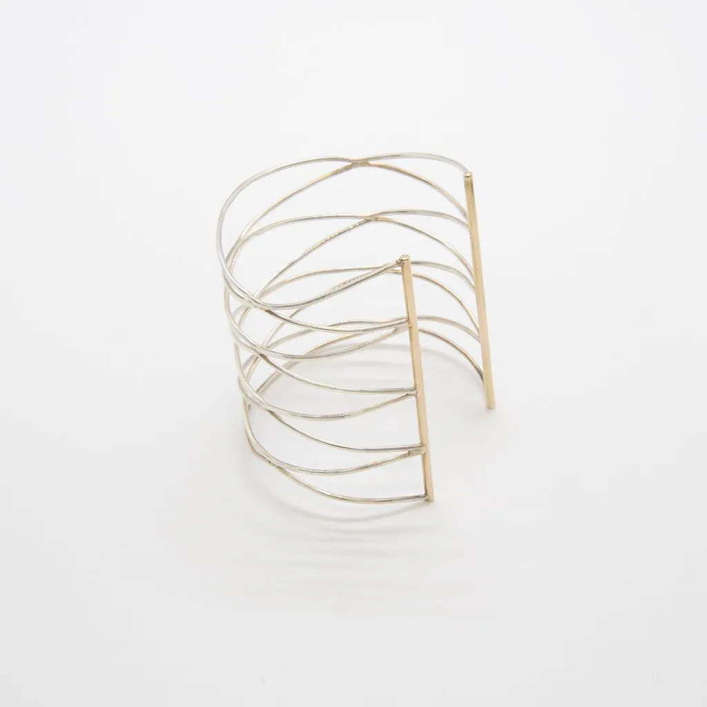 CONNECTION Cuff: Yellow gold and sterling silver