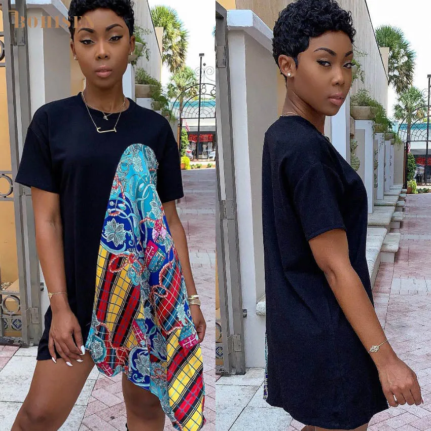 Contemporary African Short Sleeve Dashiki Mini Dress