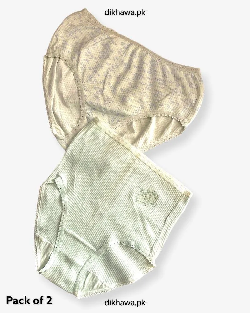 Copy of Pack of 2 Imported Stocklot Branded Cotton Panty Stretchable Cotton Lace Panty 2021