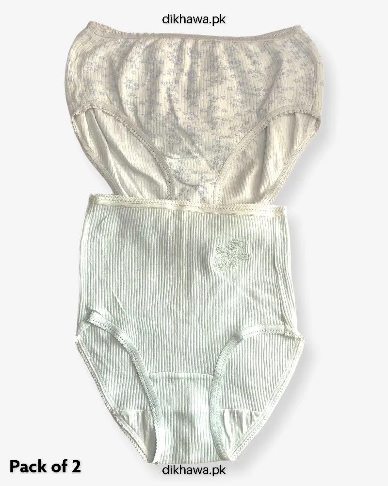 Copy of Pack of 2 Imported Stocklot Branded Cotton Panty Stretchable Cotton Lace Panty 2021