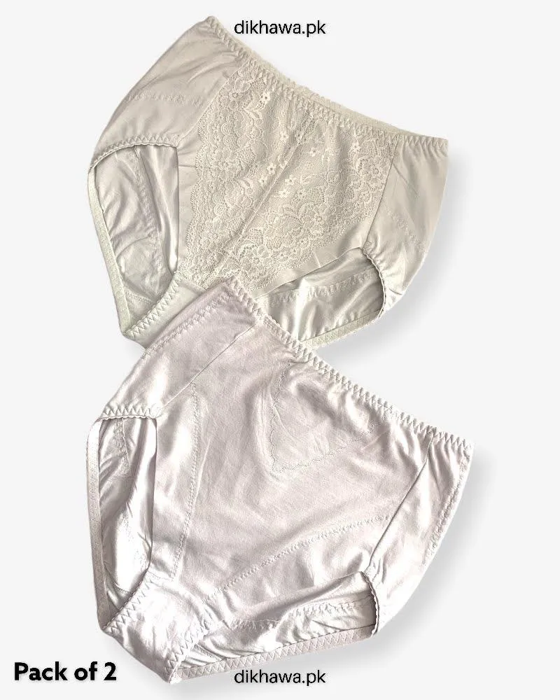 Copy of Pack of 2 Imported Stocklot Branded Cotton Panty Stretchable Cotton Lace Panty 2021