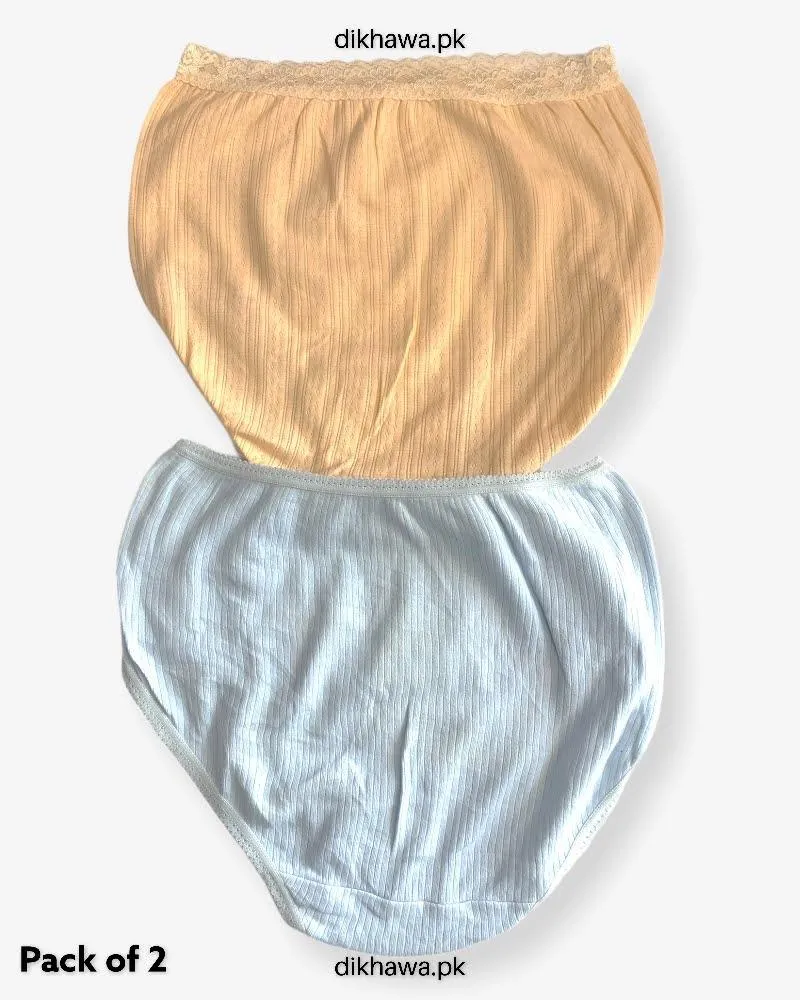 Copy of Pack of 2 Imported Stocklot Branded Cotton Panty Stretchable Cotton Lace Panty 2021