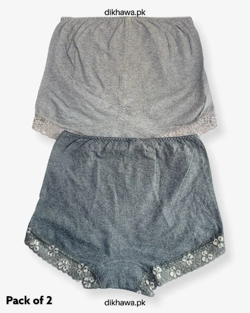 Copy of Pack of 2 Imported Stocklot Branded Cotton Panty Stretchable Cotton Lace Panty 2021