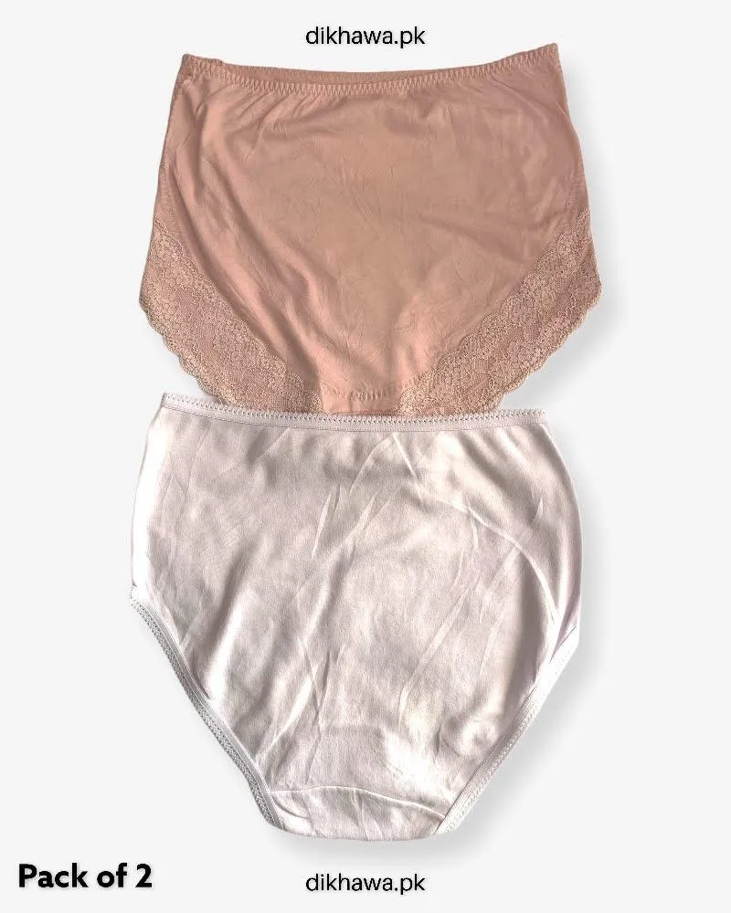 Copy of Pack of 2 Imported Stocklot Branded Cotton Panty Stretchable Cotton Lace Panty 2021