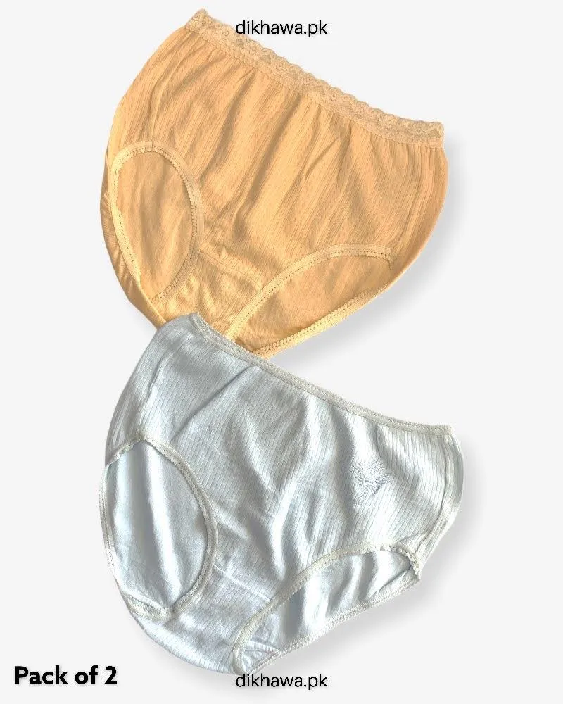 Copy of Pack of 2 Imported Stocklot Branded Cotton Panty Stretchable Cotton Lace Panty 2021