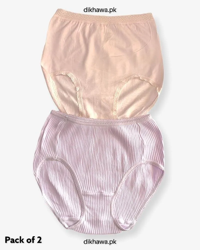 Copy of Pack of 2 Imported Stocklot Branded Cotton Panty Stretchable Cotton Lace Panty 2021